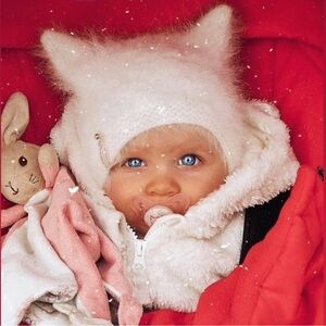 Cozy White Furry Kids Hat